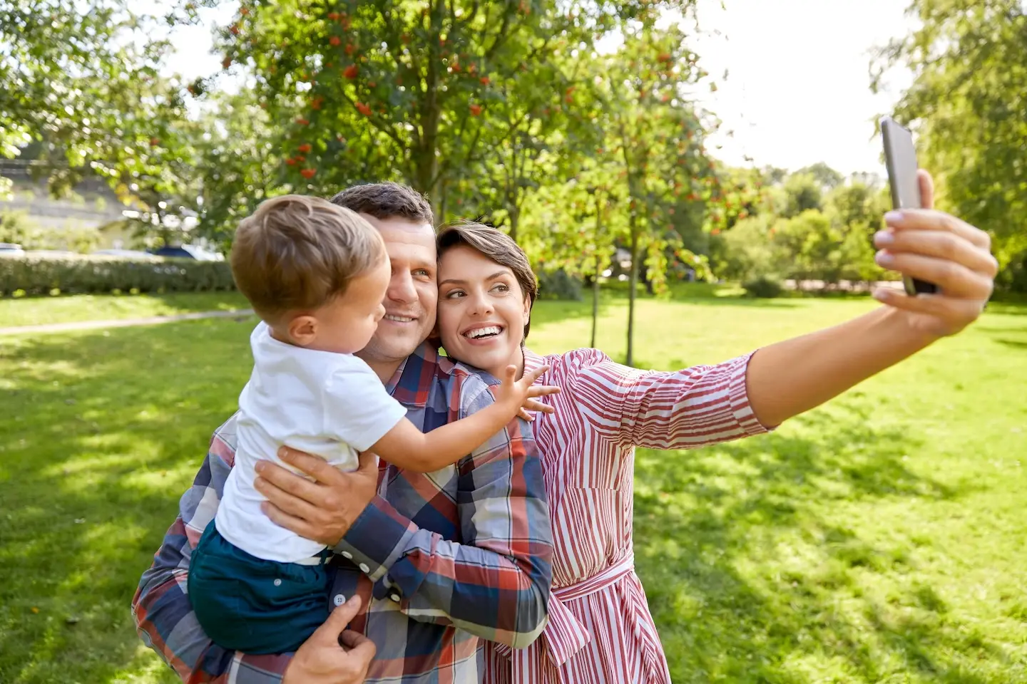 Before: Parent struggling to take selfie